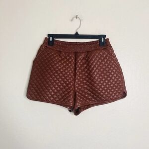 Jolie & Joy Faux Leather Quilted Elastic Waist Padded Shorts Hot Pants XL